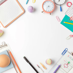 A Colorful Collection of Stationery and Craft Supplies on a Clean Desk. 