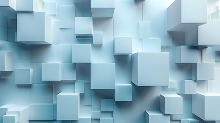 Obraz premium Abstract 3D Composition of Light Blue Cubes in Varying Sizes