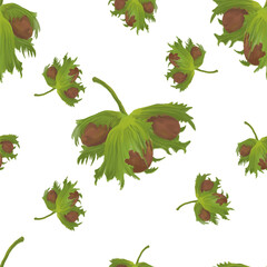 Seamless pattern hazelnut on an isolated background