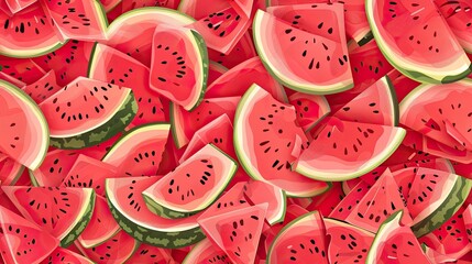 A pattern of pink watermelon slices
