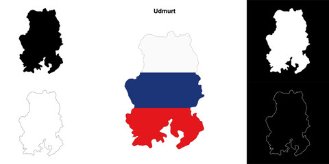 Udmurt blank outline map set
