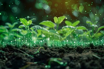 Green Shoots Growing with Digital Overlay