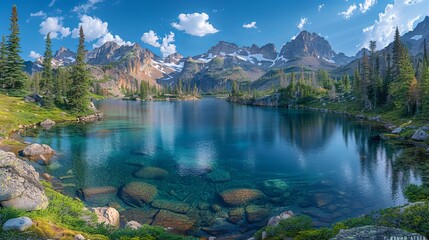 Drone View of Majestic Mountain Lake
