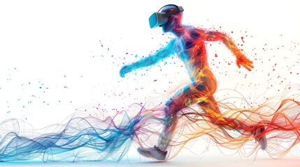 Dynamic Virtual Reality Runner in a Colorful Digital Landscape