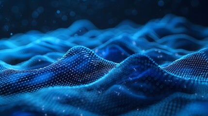 Abstract Blue Waves of Digital Data in a Fluid Motion