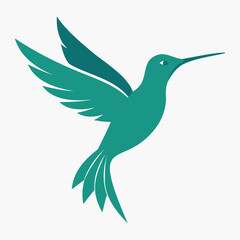 Silhouette Flying Hummingbird vector illustration with white background, Vector Birds Collection