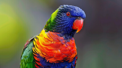 Close-up portrait of vibrant rainbow lorikeet. ..