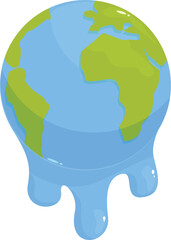Earth globe melting representing global warming and climate change