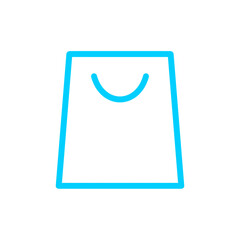 Shopping bag line icon in blue color with simple and modern design