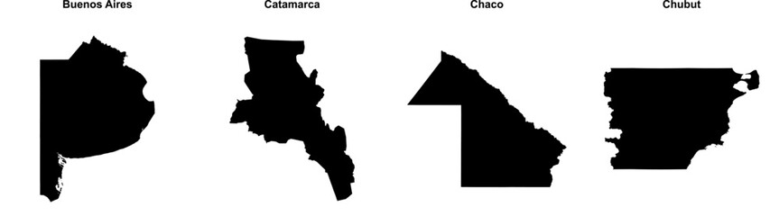 Buenos Aires, Catamarca, Chaco, Chubut outline maps
