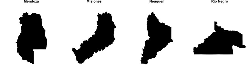 Fototapeta premium Mendoza, Misiones, Neuquen, Rio Negro outline maps