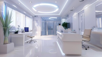Modern medical office interior with doctors workplace : Generative AI