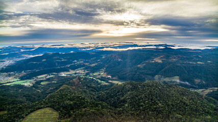 Urubici in Santa Catarina, Brazil. Aerial view. Araucaria trees.
