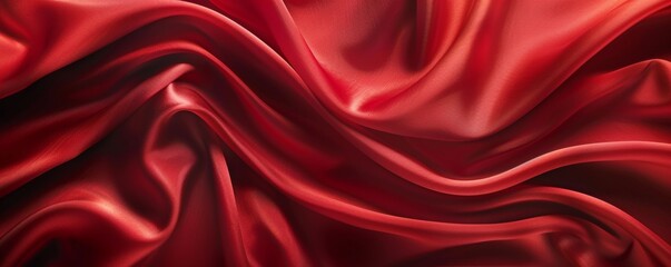 Obraz premium Red silk cloth forming elegant waves background