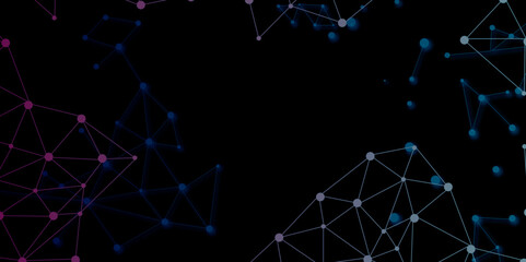 Technology abstract black digital background of connected dot with irregular stock lines. Network Connecting dot polygon background. Concept of Networking technology and futuristic style.