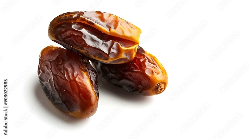 Poster Dried dates fruits isolated on white background Clipping path : Generative AI