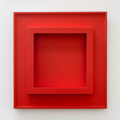 Fototapeta premium Modern Minimalist Red Square Art Installation on White Wall 