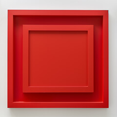 Fototapeta premium Modern Minimalist Red Square Art Installation on White Wall 