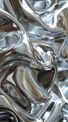 Liquid silver metal texture forming abstract wavy pattern