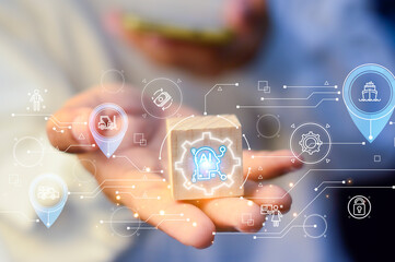 AI concept, smart business, global logistics and management system, technology, warehousing, network, import, export, double export, future transportation