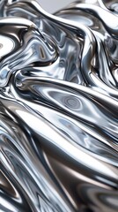 Liquid silver metal texture forming abstract wavy shape background