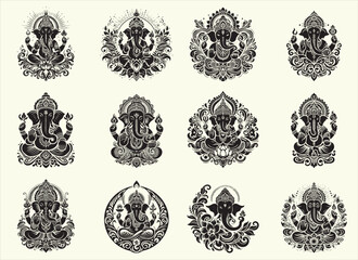 Ganesha Silhouette Vector Illustration