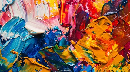 Abstract colorful artwork painting with spatula closeup view : Generative AI