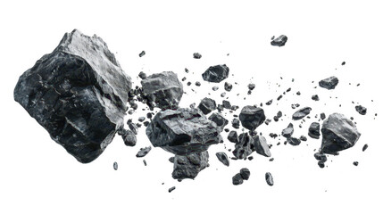 Dynamic Shattering Rock Fragments in Motion Captured Midair