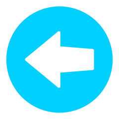 Blue left arrow button icon with simple and modern design