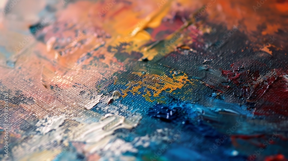 Aufkleber abstract artistic painting on canvas brush and colors on the table : generative ai