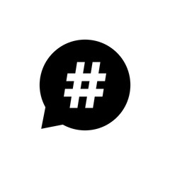 Hashtag icon on speech bubble. Social media element