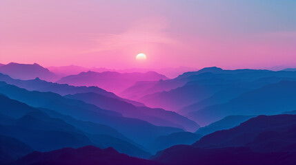 Obraz premium Mountains with a valley background, Repeating silhouettes fading into the distance