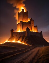 Obraz premium burning castle 3d