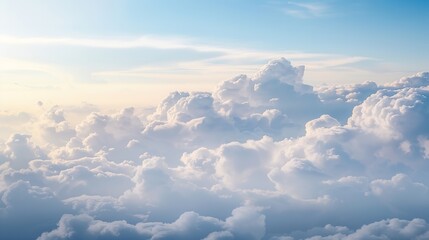 Obraz premium High nature view large white clouds on soft sky background in the morning View of white cloudy on the plane : Generative AI