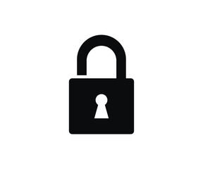 Security unlock padlock icon. Security symbol. Lock open vector design and illustration.
