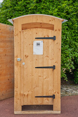 A public toilet at a rest area in the forest at Paris olimpic area