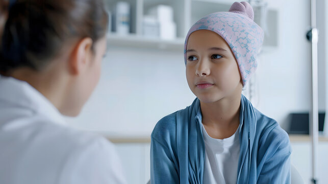 Young Girl in a Headscarf Engaging in a Serious Conversation and Doctor provide emotional support, helping her with anxiety and depression.