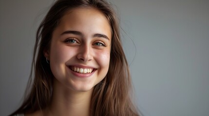 Naklejka premium Portrait image of a smiling young woman : Generative AI