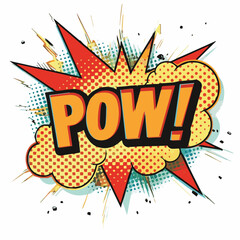 Comic book retro POW sound effects. Vector cartoon clip art