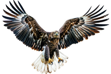 Obraz premium An eagle soaring with wings spread.