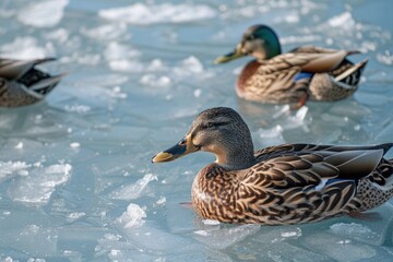Teal Ducks. The Ducks on Lake Ontario in Toronto's Aquatic Park, 2024