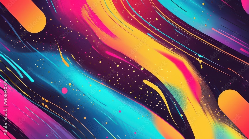 Poster a dynamic cool background with abstract patterns and vibrant hues, adding an energetic and stylish t