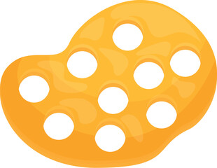 Slice of yellow cheese with holes is being isolated on white background