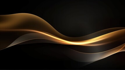 Fototapeta premium Abstract black and gold background with wavy lines.