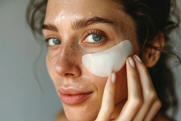 Path To Recovery. Woman Cares for Her Skin with a Facial Patch Treatment