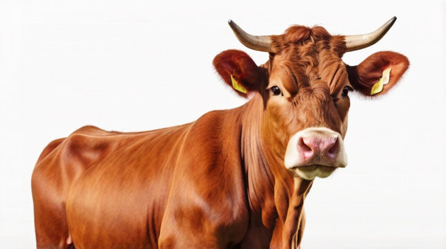 Montb&eacute;liarde Breed cow on a white background