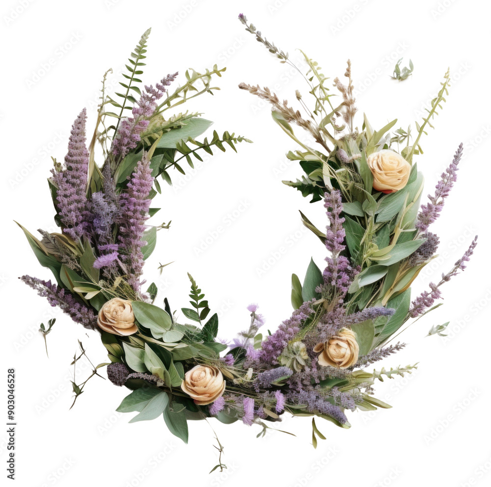 Wall mural png wreath lavender craft sage.