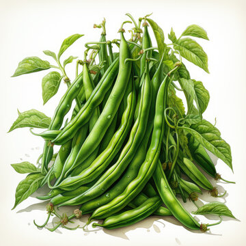 recommend clip art: Watercolor Green bean, clipart Illustration, Generative Ai