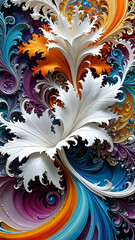 Abstraktion Weiße fraktale Blüten 9x16. Hintergrund für das Design 2. © nitroziklop7