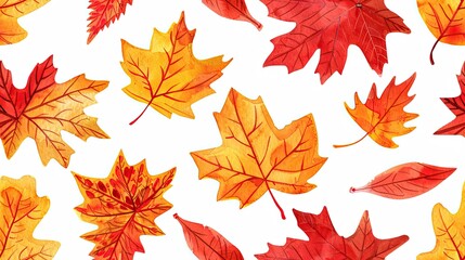 Fototapeta premium A seamless pattern of autumn leaves 
